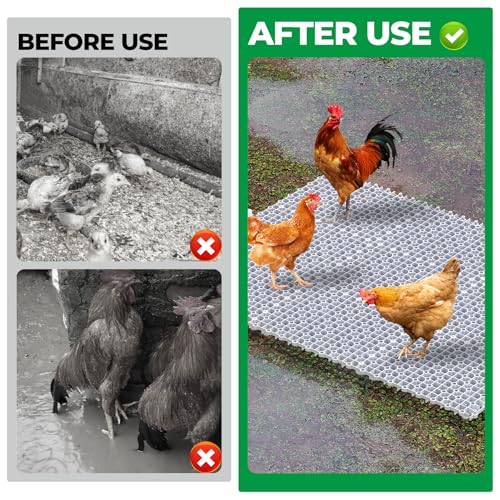 Forestchill Chicken Coop Ground Pads, 9 Pcs Plastic Floor Pads for Chicken Coops, Reusable Interlocking Walking Mats, Chicken Coop Accessories to Keep Coop Dry and Clean, Flexible to Splice