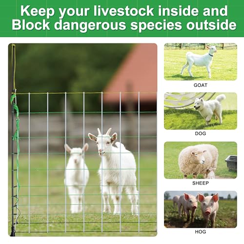 Premium Electric Semi-Rigid Fence Netting 35.4"H x 98.42'L, Pre-Assembled Posts Raised to 47.2"H, Can Add Additional Polywire to Ensure Safety for Backyards,Homesteads,Gardens,Farms,and Ranches,PK1 - size: Length 98.4 ft x 1