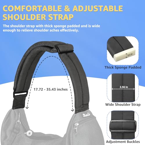 SlowTon Dog Carrier Sling - Thick Padded Shoulder Strap Adjustable, DGY S | Dog Carriers for Small Dogs, Puppy Carrier Purse for Pet Cat with Front Zipper Pocket Safety Belt Machine Washable - color: B-Dark Grey Breathable Fabric