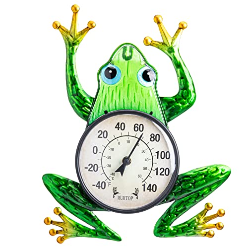 Outdoor Thermometer, Frog Wall Thermometer for Patio Yard Garden | No Battery Needed, Waterproof, Indoor and Outdoor, Easy to Read, Gifts Idea - color: Frog