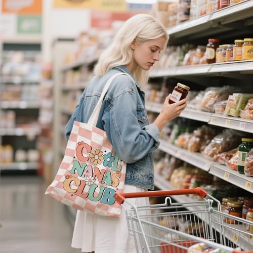Aesthetic Canvas Tote Bag for Women - with Magnetic Snap Closure & Zipper Inner Pocket Reusable Totes Bag - color: Nanas1