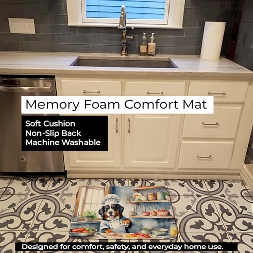 Caroline's Treasures Bernese Mountain Dog The Chef Memory Foam Kitchen Mat Machine Washable Anti-Fatigue Mat Cushion Comfort Bath Mat or Kitchen Rug - color: Bernese Mountain Dog 6206