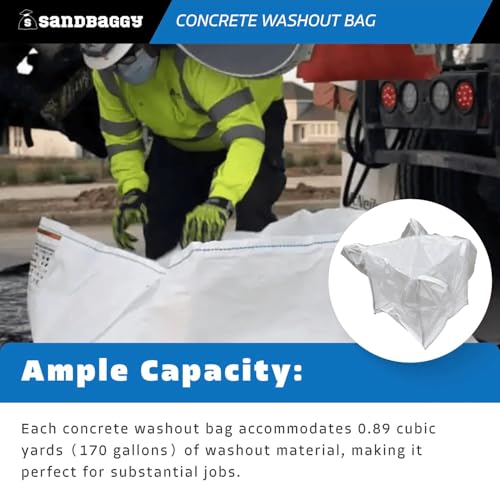 Sandbaggy 170 Gal. Concrete Washout Bag w/Plastic Liner - UV Protected (35" x 35" x 30") - 3000 lb Weight Capacity (1)