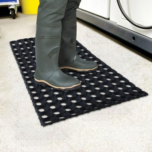 Anti-Fatigue Rubber Floor Mat - NANBOWANG Commercial Grade Grease Resistant Non-Slip Recycle Tyre Floor Mats for Restaurant Kitchen Bar Garden Outdoor Wet Area (20"X30") - size: 20"L x 32"W x 0.8"Th
