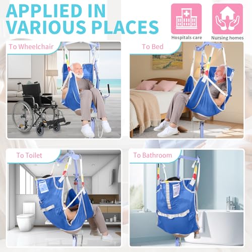 EZ Assistive Patient Lift Sling with Commode - Patient Lifting Slings for Transfer - Medical Full Body Straps for Elderly, Disabled,Nursing,Caregiver - SWL 500 lbs (Medium-Blue-1 PC) - size: Medium-Blue-1 PC