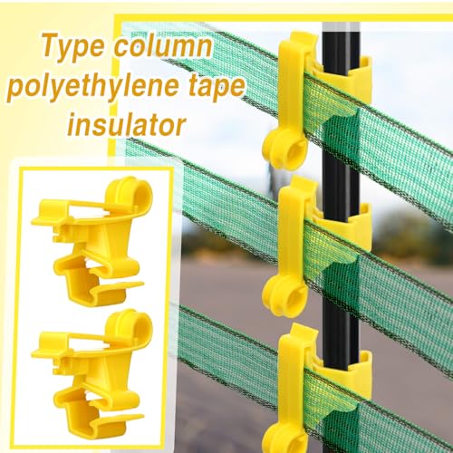 100 Pcs T-Post Poly Tape Insulator Large Snap T-Post Holding Electric Fence Insulator for Farm Fence (Yellow) - color: Yellow