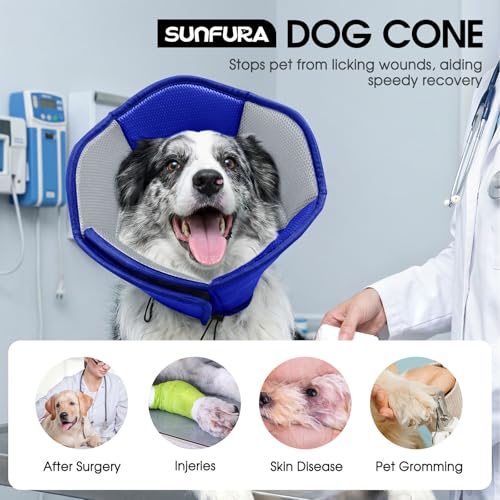 Dog Cones for Large Dogs, Soft Pet Cone Stop Licking After Surgery, Adjustable Pet E-Collar Alternative for Wound Healing, Blue X-Large - color: Blue, size: X-Large