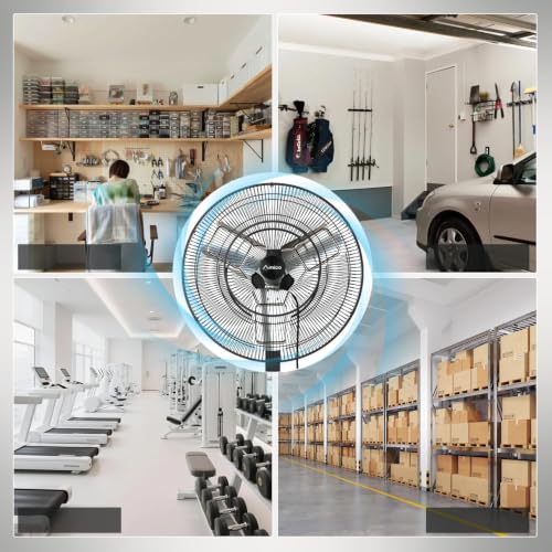 Amico 24 Inch Wall Mount Fan with Remote, IP44 Waterproof, Oscillating | 8-Speed DC Motor, Industrial High Velocity 8500 CFM, Shop Fan for Commercial Use, Gym, Patio,Garage, Outdoor - size: 24 inch