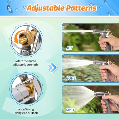 AUTOMAN Full Size Garden Hose Nozzle 4 Pack, High Pressure Pistol Grip Water Nozzle Sprayer with Threaded Front, Adjustable Spray Water Flow for Washing Car, Cleaning Ground, Watering Plants - size: 4 Pack, style: Zinc Alloy+TPR