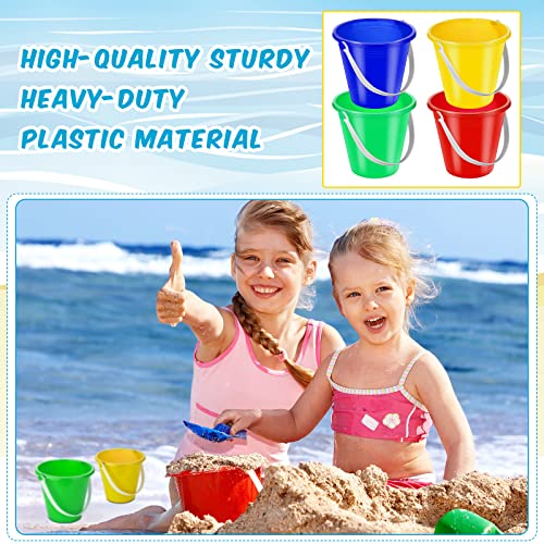 Didaey 24 Pcs 5 Inch Beach Buckets Bulk, Colorful Mini Sand Pails, 4 Colors - color: 4 Colors