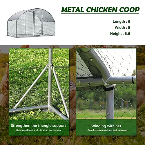 TOLEAD Large Metal Chicken Coop Upgrade Tri-Supporting Wire Mesh Chicken Run,Chicken Pen Walk in with Water-Resident and Anti-UV Cover,Duck Rabbit House Outdoor（78.1" L x 108" W x 78" H） - size: 78.1"L x 108.0"W x 78.0"H