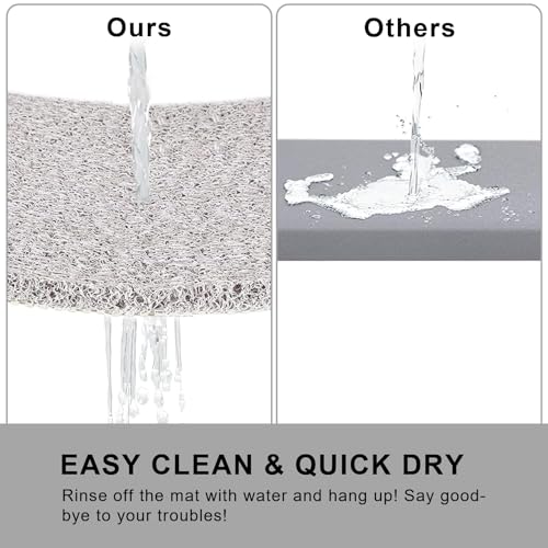 Nonslip Bathtub Mat, Anti Slip Bath Mat 0.6" Extra Thick, Quick Dry Bath Tub Anti Slip Shower Mat, Loofah Non-Slip Bath Mat for Tub Bathroom Pool Kitchen Entryway Home Hotel(Light Gray 24x27) - color: Light Grey, size: 27" x 24" (Rectangular)