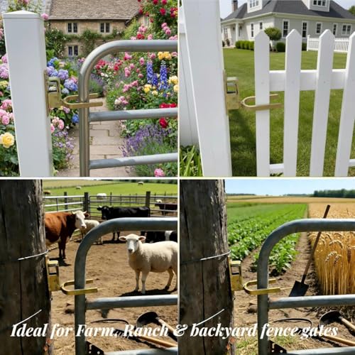 Heavy Duty Gate Latch for Farm & Ranch Gates, One Hand Automatic Spring Lock, Instant Self Locking Gate Latch for Metal Pipe, Wood & Backyard Fence Gates, Rust Resistant Easy Install