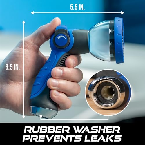 VIKING Hose Nozzle, 10 Spray Patterns, Thumb Control for Cars and Homes | Water Hose Nozzle, Adjustable Heavy Duty Thumb Control for Car Washing Kit, Watering Plants, Washing Pets, and Home Use - style: 10 Pattern Thumb Control