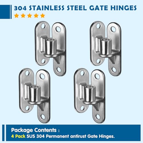 Gate Hinges Heavy Duty Gate Hinges, 4Pack(8Pcs) SUS304 Wall Mount Gate Hinge for Wooden or Concrete Fence with 5/8'', Capacity Up to 600LBS(Not Screws) for Wooden Fences and Farm Gates - color: 4Pack(8pcs) without screws