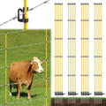80 Inches Electric Fence Posts Fiberglass Step-in 20 Pack, Temporary Fence Stakes with Adjustable Clips for Livestock, Garden, Farm Protection