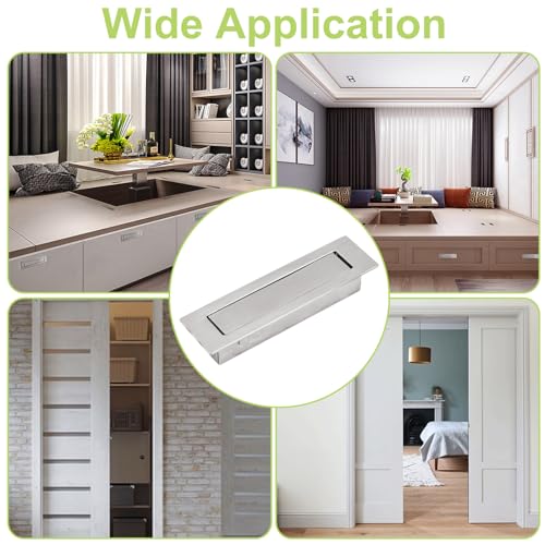 2PCS 304 Stainless Steel Recessed Pocket Door Handle Hardware Brushed Flush Mount Pocket Door Edge Pull for Closet Pocket - color: Brushed-2pcs-A