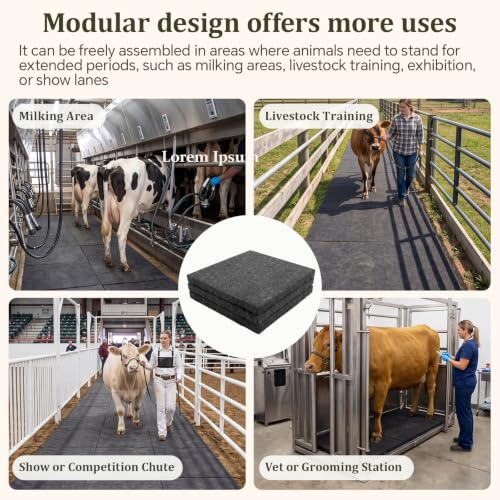 BreezeHug Livestock Padded Chute Floor Mat, 7.5 ft Cushioned Cattle Blocking Chute Pad, Portable Horse Grooming Anti-Fatigue Folding Mat for Show Cattle, Horses & Barns