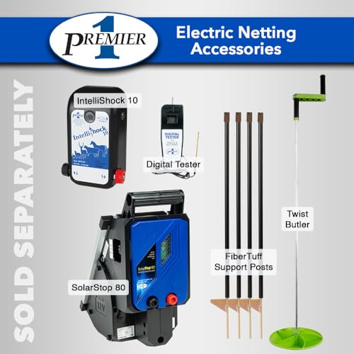 Premier 1 Pig QuikFence® Electric Fence for Pigs – 30"H x 100'L | White/black, single spike, high-visibility posts. 6 horizontal strands. For domestic pigs. Energizer sold separately.