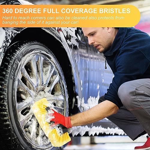 2 Pcs Car Wash Brush Heads Soft Bristle Flow Thru,12 Inch,Yellow (Pack of 2) - color: Yellow, size: 12 Inch (Pack of 2)