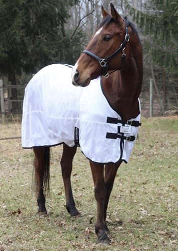 TuffRider Comfy Mesh Fly Sheet | UV Protection Horse Sheet, Standard Neck, 130 Grams Breathable Polyester Mesh - White - 51 - color: White, size: 51