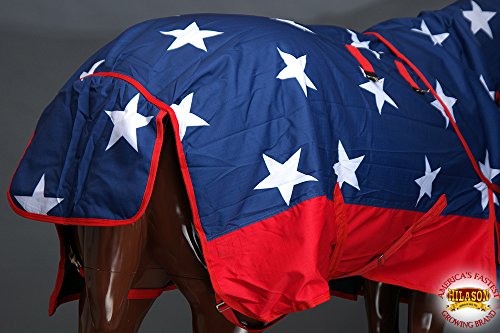 American Flag 82 in HILASON 1200D Winter Waterproof Poly Horse Turnout Blanket Belly Wrap - color: American Flag, size: 82 In