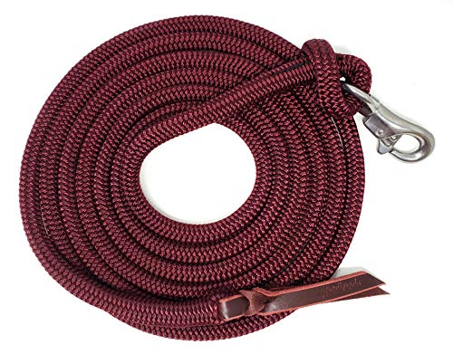 Double Braid Lead Rope with Eye Splice Loop, 12-14FT Lengths (Burgundy, 14 ft.) - color: Burgundy, size: 14 ft.