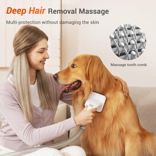 Afloia Dog Brush Vacuum Attachment for Dogs and Cats | Grooming Tool for 1-1.5-Inch Round Ports on Dyson, Bissell, Eureka & Dirt Devil, Hose Included, Vacuum Not Included