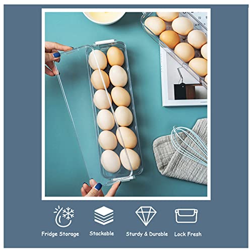 YOHA Clear Deviled Egg Tray Carrier with Lid 12 Grids Eggs Holder Case Refrigerator Egg Container Deviled Egg Platter Stackable Egg Tray Camping Picnic Travel Portable Egg Storage Container,Clear-12