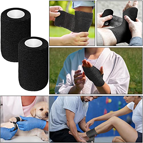 Treela 36 Pcs Self Adherent Bandage 4" X 5 Yard Wrap Breathable | Cohesive Bandage Elastic Adhesive Tape for Stretch Athletic Sports Wrist Ankle - color: Black, size: 4" X 5 Yard