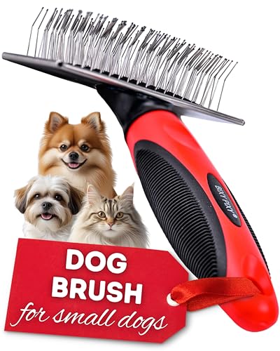Mini Brush for Dogs and Cats - Coated Tips Massage Skin - Long Pins Remove Mats, Tangles in Long and Poodle Fur - size: Mini Brush