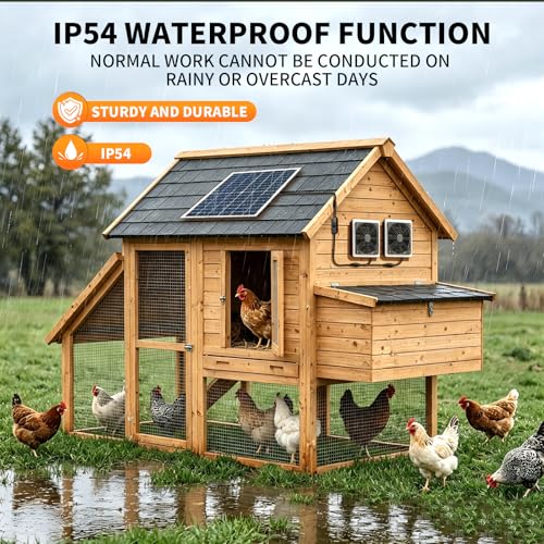 25w Solar Fan for Chicken Coop,16.4FT Cable IP54 Waterproof | Solar Exhaust Fan,Solar Panel Fans Kit for Outside Greenhouse,Shed,Pet House,Outside No Battery On/Off Switch Cable - size: 25W