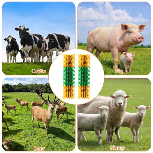 Livestock Scratch Brush Animal Back Scratching Brush for Cow | Livestock Grooming Brush Farm Animal Scratcher Livestock Itch Reliever Farm Mount‑able Brush Animal Self‑Groomer - color: Yellow-Green, size: 4pcs