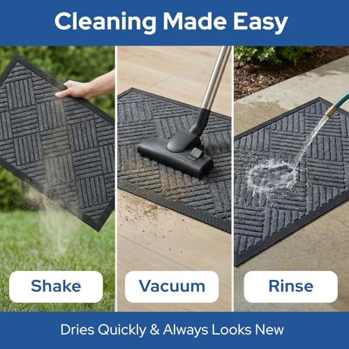 Barnyard Designs Premium Gray Non-Slip Door Mat (17" x 30", 2-Pack) | Heavy-Duty Entrance Rugs with Rubber Backing for Entryway, Patio, or Porch; Indoor and Outdoor; Set of 2 - size: 1'5" x 2'6"