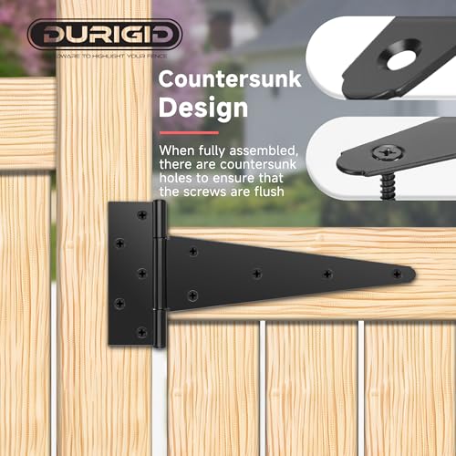 2 Pack 12 Inch T Hinge, Heavy Duty Hinges for Wood, Shed Door Hardware, Fence Hinges for Outdoor Gates, Barn Door, Gate Hinges Used for Heavy Duty Wood Fence, Ideal Outdoor Useage - size: 12 Inch