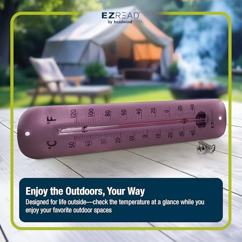 Headwind 12" Paradise Pink Metal Thermometer – Durable Weather‑Resistant Indoor & Outdoor Wall‑Mount Temperature Gauge for Patio, Garden, Home, or Porch – Heavy‑Duty Metal Construction by EZ Read - color: Paradise Pink