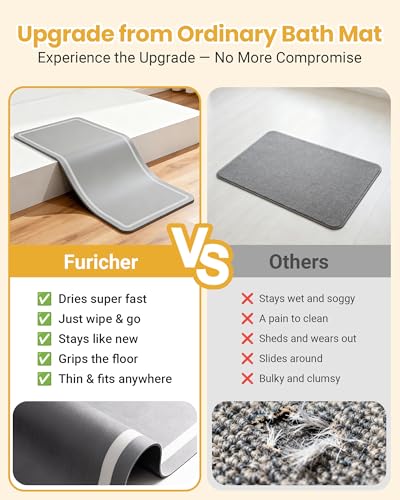 Soft Diatomaceous Earth Bath Mat, Super Absorbent Bath Mat, Quick Dry Large Bathroom Mats, Gray Bathroom Rugs Non Slip Washable, Stone Bath Mats Substitute, Bath Room Runner Decor, 15.74" x 47.2" - size: 1'4" x 3'11" (Rectangular)