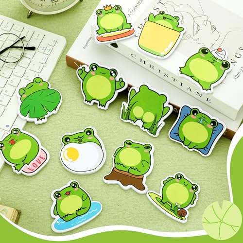 Yinder 24 Pads Frog Sticky Notes Kawaii Cartoon Party Favors School | Fun Memo Pads for Students, Self Adhesive Notepad Gifts, Back to School Supplies, Cute Desk Organizer Accessories - style: Frog
