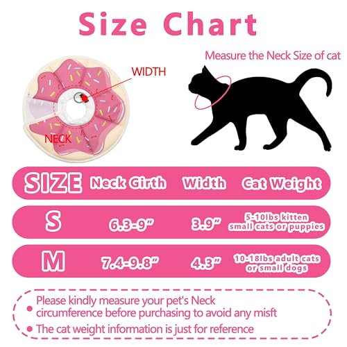 Soft Adjustable Cat Cone Collar, Comfortable Cat Recovery Collar | Suitable for Various Types of Cats,Elizabethan Neck Protective Collar for Cats After Surgery (Pink, Small) - color: Pink, size: Small