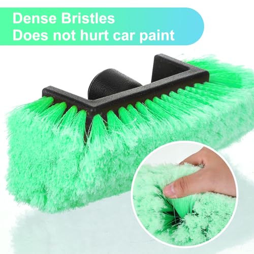 Vesici Car Wash Brush Head with Soft Detailing Bristle Flow Thru Car Cleaning Brush Exterior Car Wash Equipment for Auto Truck RV Boat Camper Washing, 10 Inch(Green,4 Pcs) - color: Green