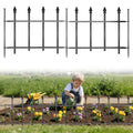 Decorative Metal Garden Fence，(5 Panels+ 6 Posts),Total Iength 7 ft(W) x 11 in(H), Small Metal Border Fence, Classic Roman Column Decoration, Garden and Lawn Landscape Fence, Black Animal Fence - size: 5 Panels-5 ft(W) x 12 in(H)