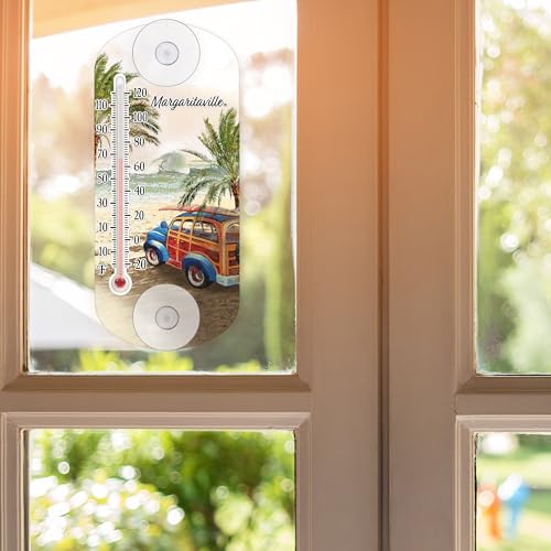 La Crosse 204-1081MV3 8-inch Analog Capillary Window Thermometer with Station Wagon - color: Azure