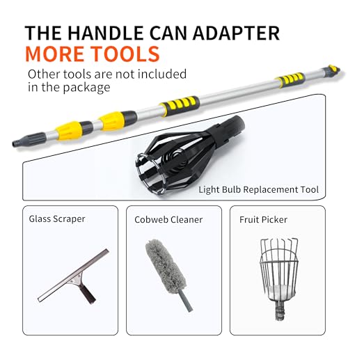 Car Wash Brush with Long Handle, 20FT Reach Telescopic Flow-Thru Car Washing Brushes, 11.8" Soft Bristle Cleaning Brush with On/Off Switch for Auto Cars, Trucks, RV, Truck, Boat, Wall, Solar Panels