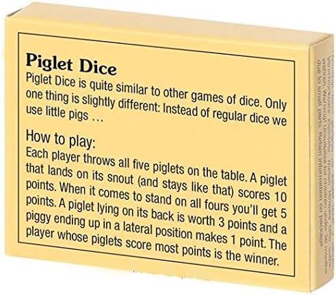 Piglet dice - Roll Your Pigs - Throw The Pigs - Simple Funny Mini Game - 5 Mini Pig Figurines, Fun Party & Travel Game, Push-Your-Luck Pig Dice Set, Compact Game for Groups