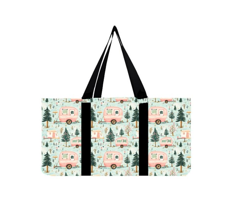 Large Collapsible Tote - color: Pink Campers