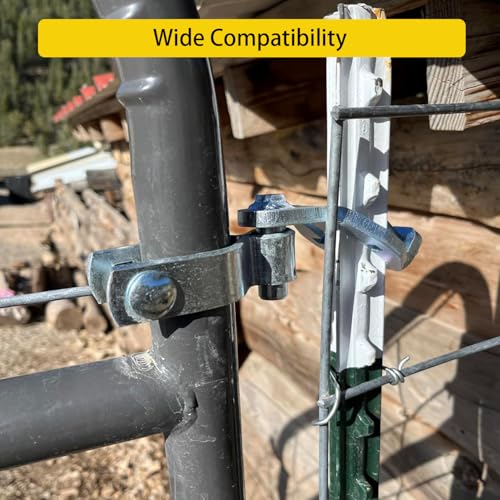 Heavy Duty T-Post Gate Hinge Kit, 1-5/8″Chain Link Fence Gate Post Hinge Pins, Galvanized Steel Easy Install Hardware for Farm, Garden, Backyard Gate