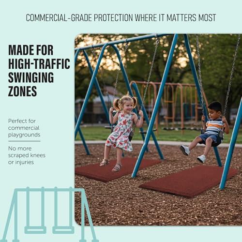 Heavy Duty Commercial Grade Rubber Playground Safety Mat - Playground Protection Mat for Swings and Slides - 54" Long X 32" Wide x 2" Thick (Red) - color: Red