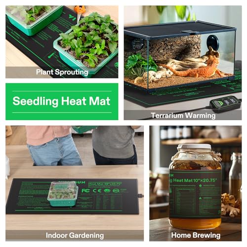 VIVOSUN 48"x20.75" Seedling Heat Mat with Built-in Temperature Controller | UL & MET-Certified Waterproof Plant Heating Pad for Germination, Hydroponics, Brewing, Breeding, and Greenhouses - size: 48"x20.75"