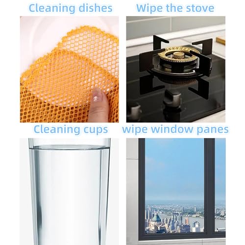 4 Pcs Heavy Duty Dish Scrubbers, Non-Scratch Scouring Pads - Odorless & Long Lasting Mesh Dish Cloth - Replace Sponges - Kitchen, Floor and Bathroom Usage