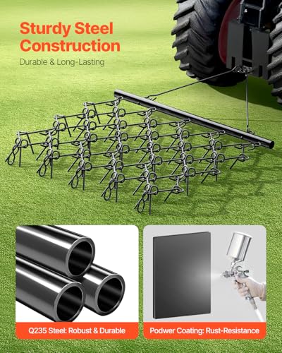 VEVOR Drag Harrow,5 ft x 4.5 ft Durable Chain Harrow with 60 Sharp Teeth,Suitable for ATV UTV Tractor, Ideal for Soil Preparation, Seeding, Smoothing Landscapes, and Yard Gravel Driveway Maintenance - size: 5 x 4.5 ft